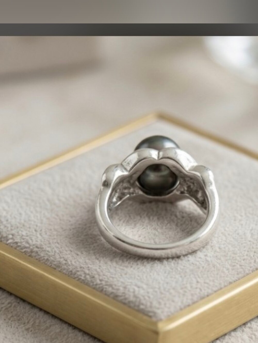 Honora Sterling Silver Black Pearl Ring Size 6 - Picture 3 of 7